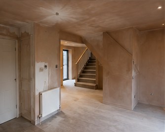 Interior plastering project in progress